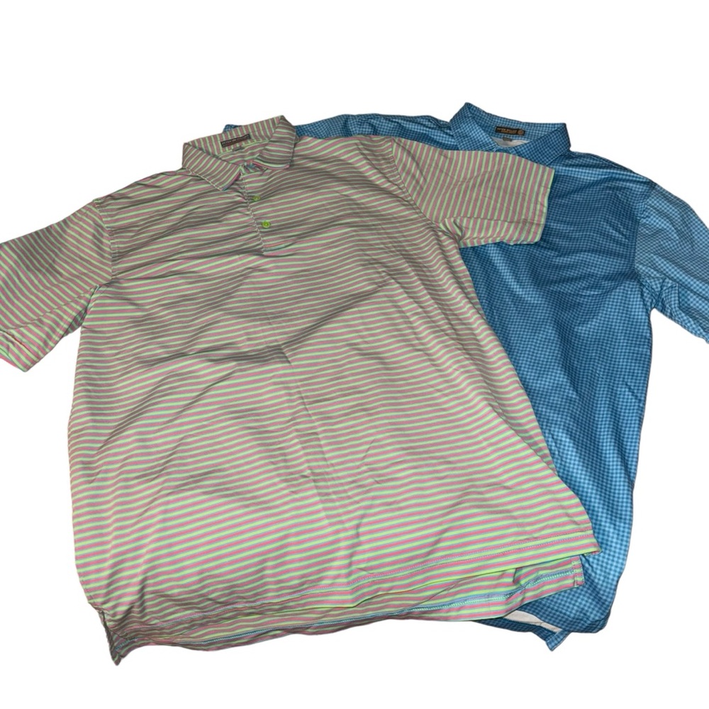 Peter Millar Summer Comfort Striped Golf Polo Shirt Bundle Lot Men's size Large